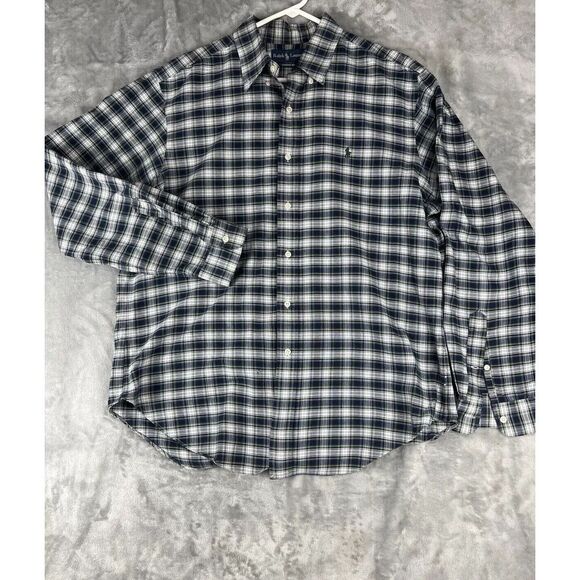 Polo Ralph Lauren men’s ‎ Custom Fit Button Down Flannel Shirt Size Large  Plaid - Picture 2 of 9